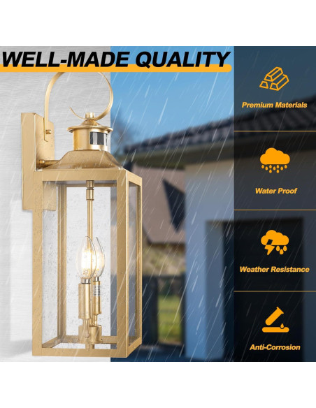 Luz Exterior con Sensor de Movimiento Yolsunes 50cm Oro IP65