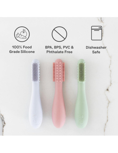 Cepillo de Dientes Infantil ezpz Baby-Led Sonrosado 3m+