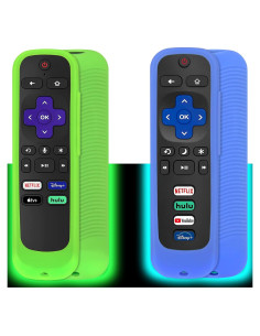 Funda de Silicona Antideslizante para Control Remoto Roku - Verde y Azul