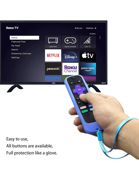 Funda de Silicona Antideslizante para Control Remoto Roku - Verde y Azul