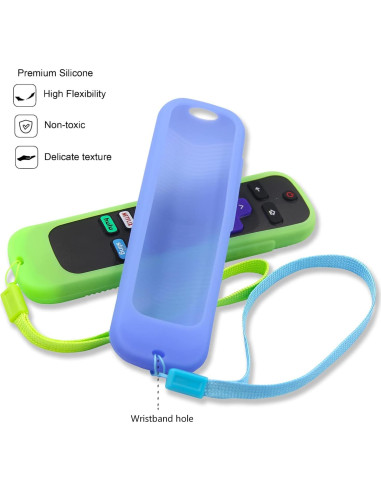 Funda de Silicona Antideslizante para Control Remoto Roku - Verde y Azul