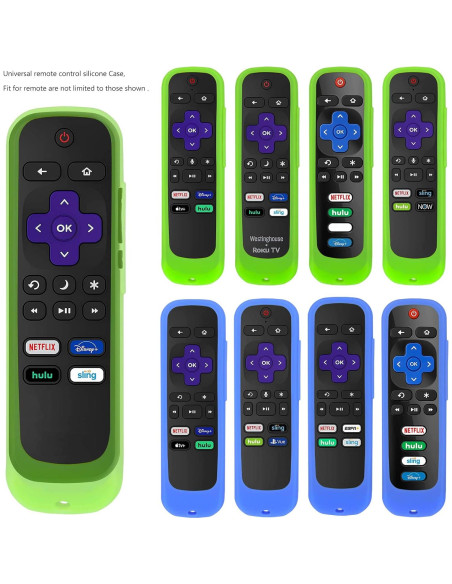 Funda de Silicona Antideslizante para Control Remoto Roku - Verde y Azul
