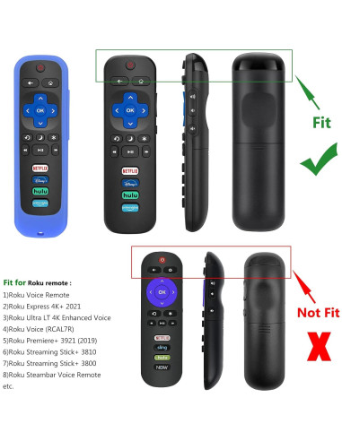 Funda de Silicona Antideslizante para Control Remoto Roku - Verde y Azul