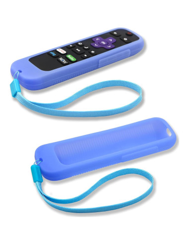 Funda de Silicona Antideslizante para Control Remoto Roku - Verde y Azul