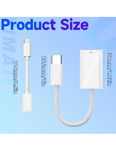 Adaptador USB C a Lightning YIMATEECO 20W 2 Pack Blanco