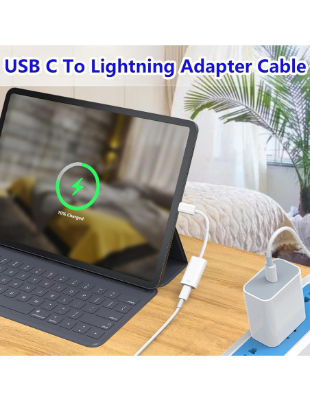 Adaptador USB C a Lightning YIMATEECO 20W 2 Pack Blanco Adaptador USB C a Lightning YIMATEECO 20W 2 Pack Blanco