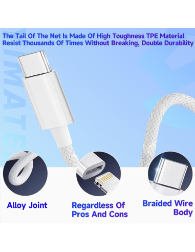 Adaptador USB C a Lightning YIMATEECO 20W 2 Pack Blanco