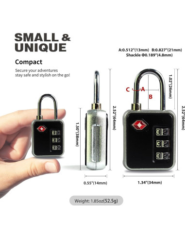 Candados TSA de Combinación UP Security para Equipaje y Taquillas