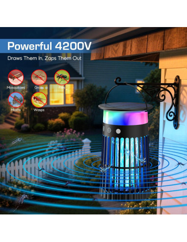 Zapper Solar de Insectos Jepwe 4200V IPX5 para Exterior