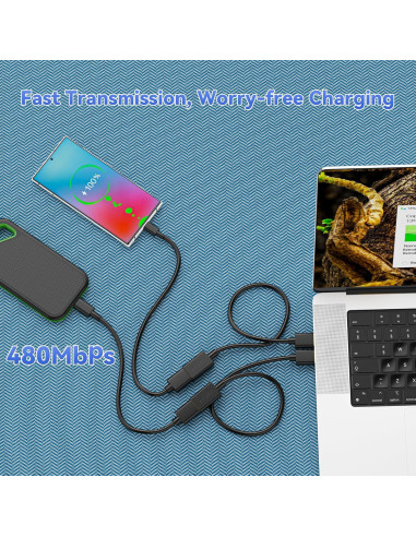 Cable Extensor USB 2.0 ECJTU 1FT (5 Paquete) Alta Velocidad