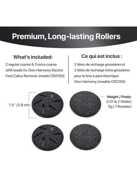 Rodillos de Repuesto Own Harmony CR2100 - 4 Cabezas para Removedor de Callos Rodillos de Repuesto Own Harmony CR2100 - 4 Cabezas para Removedor de Callos