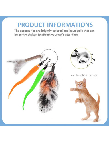 Polo de Pesca para Gatos Whefory con Pluma y Campana Azul