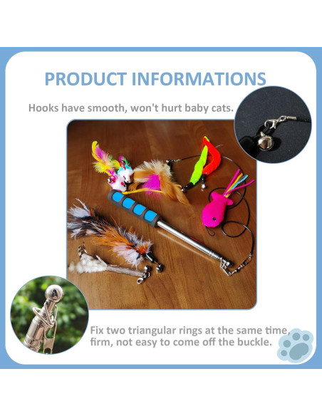 Polo de Pesca para Gatos Whefory con Pluma y Campana Azul