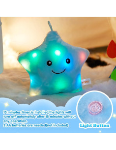 Almohada de Estrella Brillante WEWILL 23 cm con Luz LED Azul 2