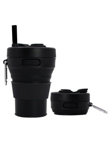 Taza de café plegable UNNESTAR 450ml silicona negra viaje