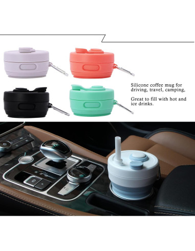 Taza de café plegable UNNESTAR 450ml silicona negra viaje