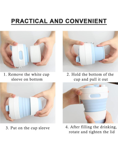 Taza de café plegable UNNESTAR 450ml silicona negra viaje