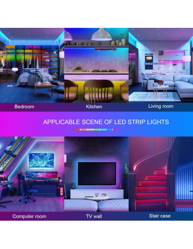 Tira de Luces LED RGB 30.48m HBOWMDJIA con Control Remoto