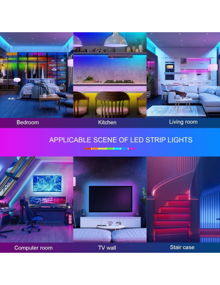 Tira de Luces LED RGB 30.48m HBOWMDJIA con Control Remoto