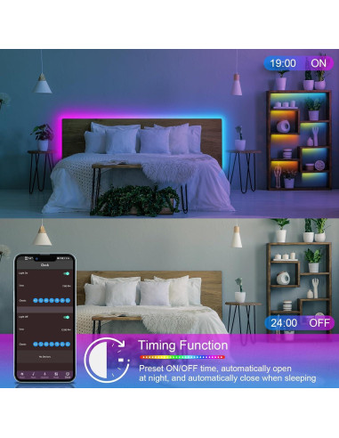 Tira de Luces LED RGB 30.48m HBOWMDJIA con Control Remoto