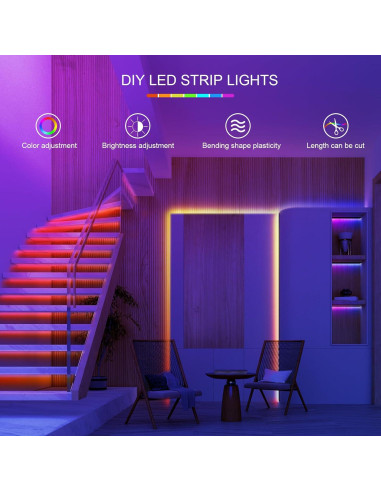 Tira de Luces LED RGB 30.48m HBOWMDJIA con Control Remoto