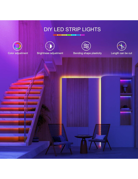 Tira de Luces LED RGB 30.48m HBOWMDJIA con Control Remoto