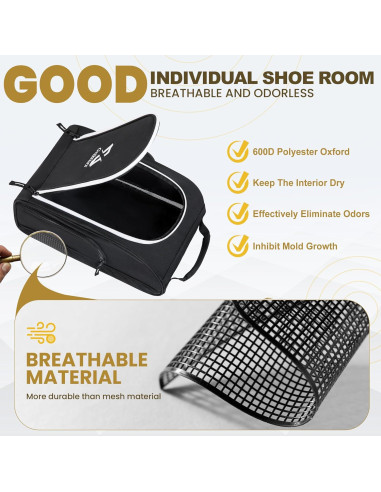 Bolsa de Zapatos de Golf Golkcurx Negra para Viaje 35.6 cm