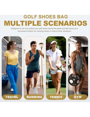 Bolsa de Zapatos de Golf Golkcurx Negra para Viaje 35.6 cm