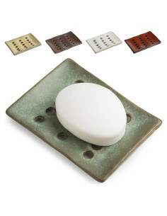 Plato de Jabón Cerámica Cormomu Verde 12.7x9.7cm Drenaje