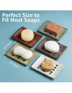 Plato de Jabón Cerámica Cormomu Verde 12.7x9.7cm Drenaje 2