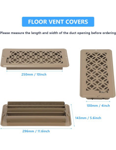 Cubiertas de Ventilación de Piso 2 Paquete MMFSF 25x10 cm Metal Marrón 2