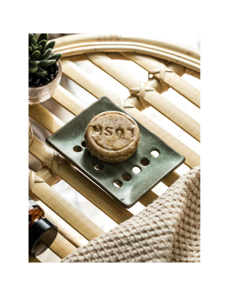 Plato de Jabón Cerámica Cormomu Verde 12.7x9.7cm Drenaje