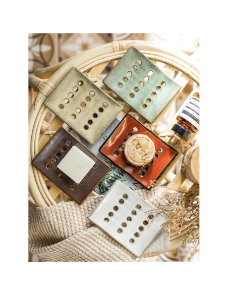 Plato de Jabón Cerámica Cormomu Verde 12.7x9.7cm Drenaje