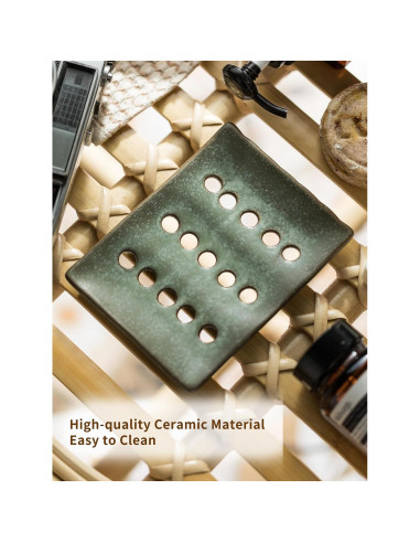 Plato de Jabón Cerámica Cormomu Verde 12.7x9.7cm Drenaje