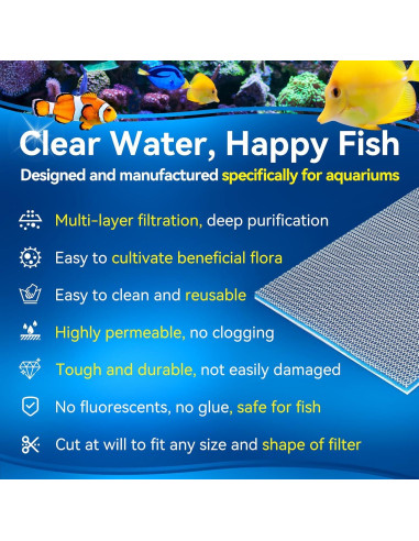 Esponja de Filtro de Acuario Borlech 40x30cm 2 Paquetes