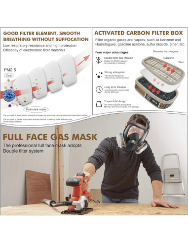 Máscara de Gas Completa 6800 con Filtro 6001 - Protección Química