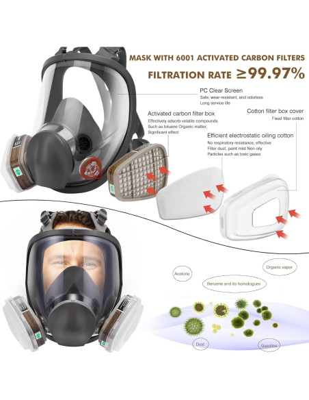 Máscara de Gas Completa 6800 con Filtro 6001 - Protección Química Máscara de Gas Completa 6800 con Filtro 6001 - Protección Química