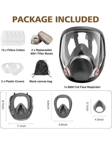 Máscara de Gas Completa 6800 con Filtro 6001 - Protección Química