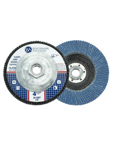 Discos de Aleta Jumbo Zirconia 4.5" 80 Grano Benchmark Abrasives