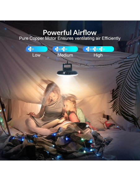 Ventilador de Camping Gaiyeep Tuny con Linterna LED Recargable USB