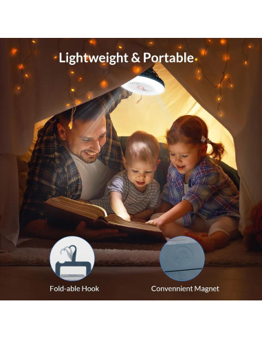 Ventilador de Camping Gaiyeep Tuny con Linterna LED Recargable USB