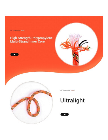 Cuerda de Escalada Nice C 10mm 10M Naranja - Rescate y Construcción