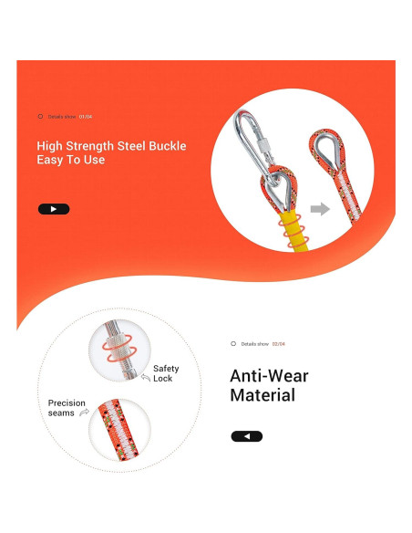 Cuerda de Escalada Nice C 10mm 10M Naranja - Rescate y Construcción