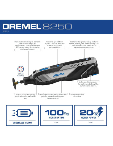 Dremel 8250 Herramienta Rotativa Inalámbrica 12V con Accesorios