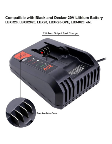 Cargador Rápido 20V Black and Decker BDCAC202B 2A