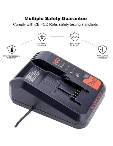 Cargador Rápido 20V Black and Decker BDCAC202B 2A