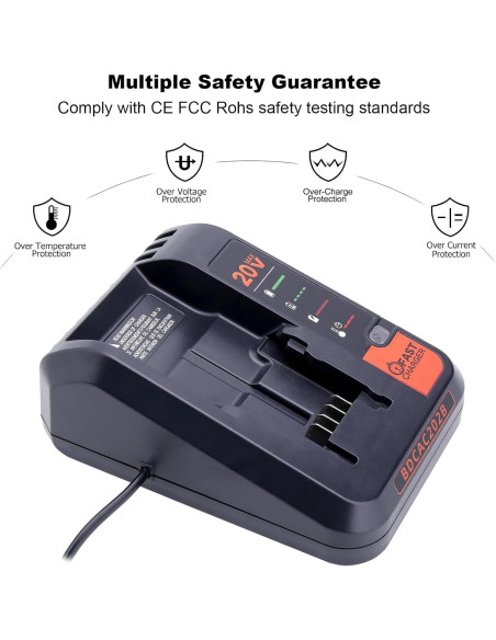 Cargador Rápido 20V Black and Decker BDCAC202B 2A
