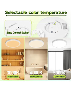 Luz LED Redonda Plana Hykolity 18W 1800LM 3CCT 22.86cm Blanca 2