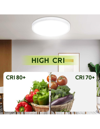 Luz LED Redonda Plana Hykolity 18W 1800LM 3CCT 22.86cm Blanca