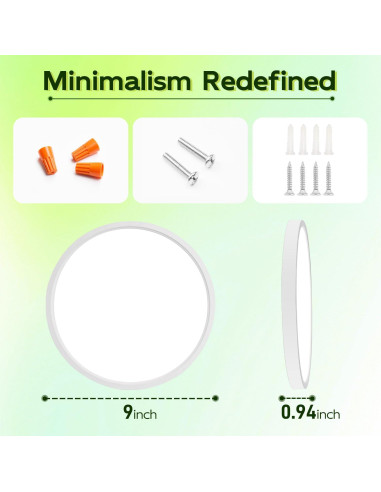 Luz LED Redonda Plana Hykolity 18W 1800LM 3CCT 22.86cm Blanca